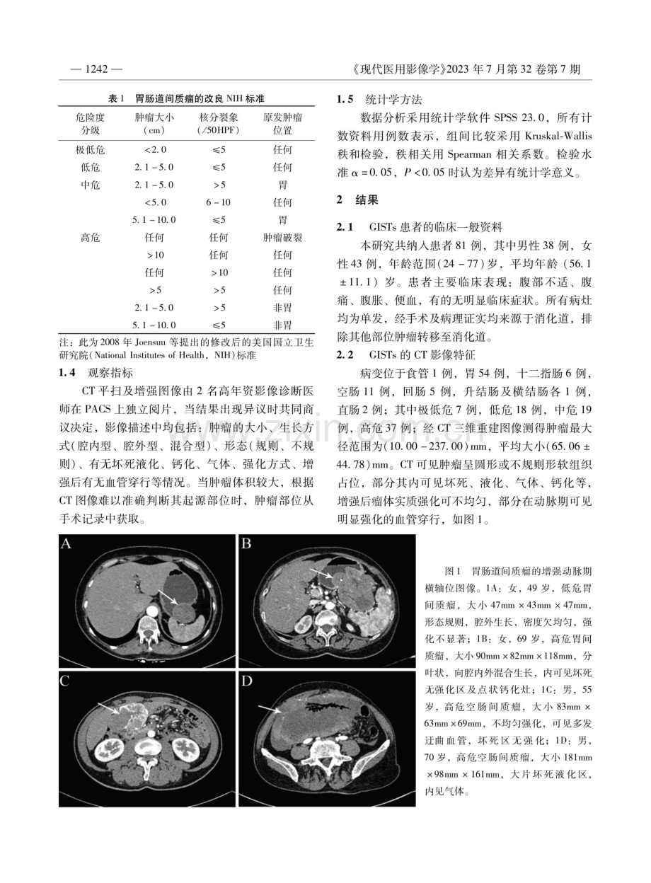 CT影像特征对胃肠道间质瘤危险度分级的诊断价值.pdf_第3页