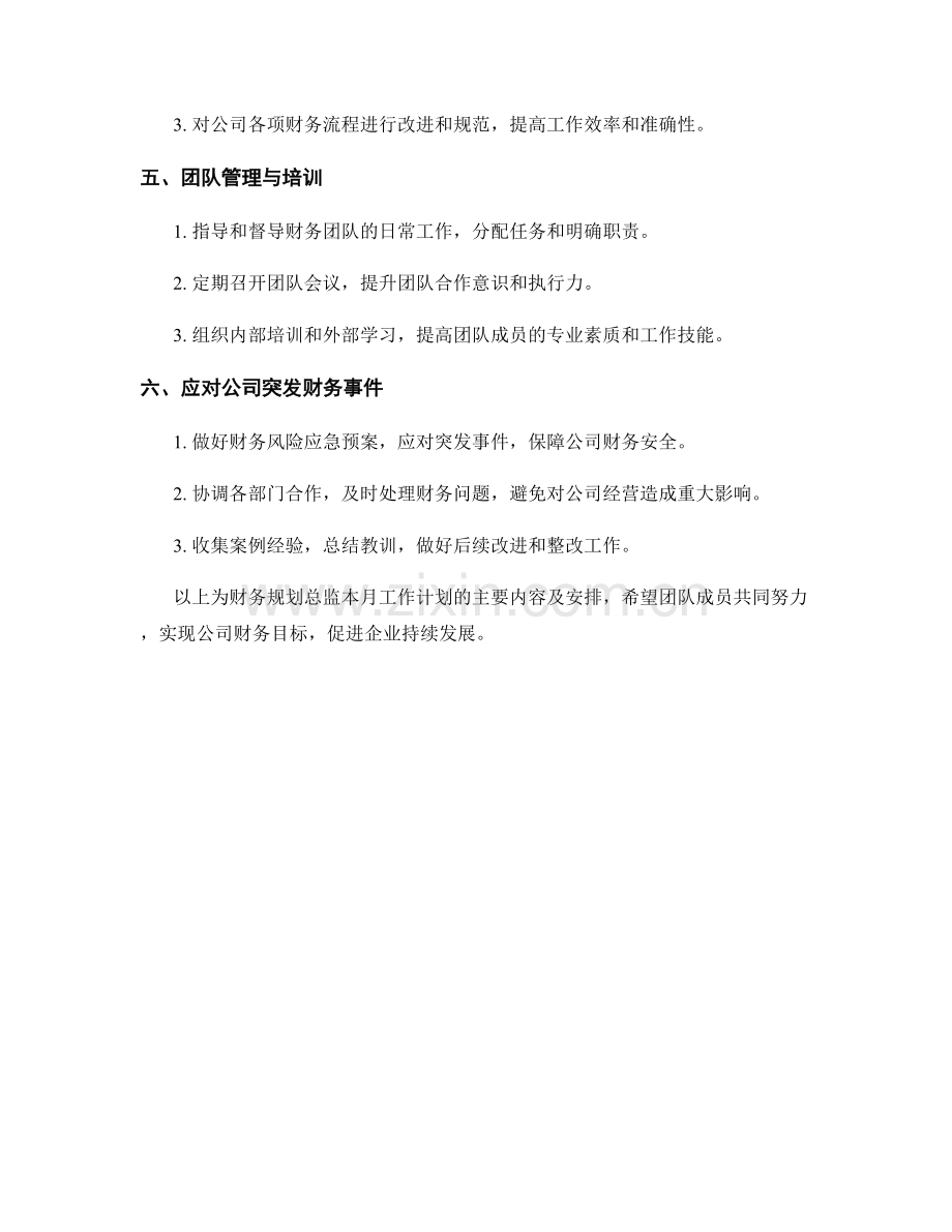 财务规划总监月度工作计划.docx_第2页