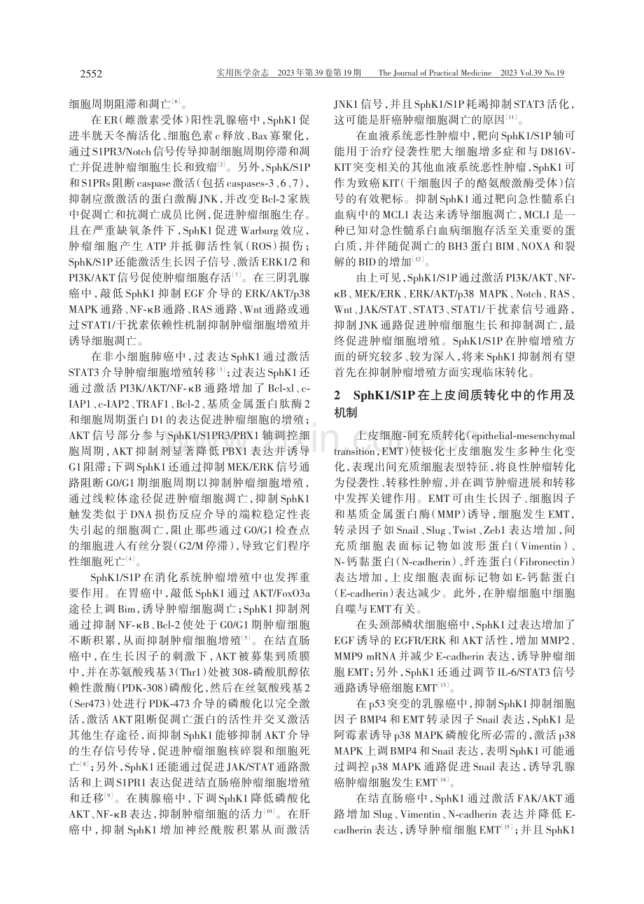 SphK1_S1P在肿瘤恶性生物学行为中的研究进展 (1).pdf_第2页