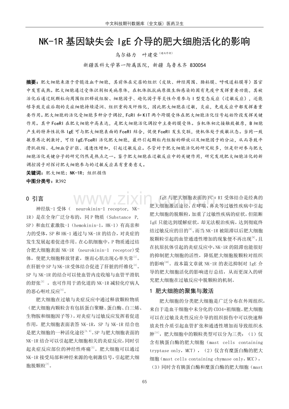 NK-1R基因缺失会IgE介导的肥大细胞活化的影响.pdf_第1页