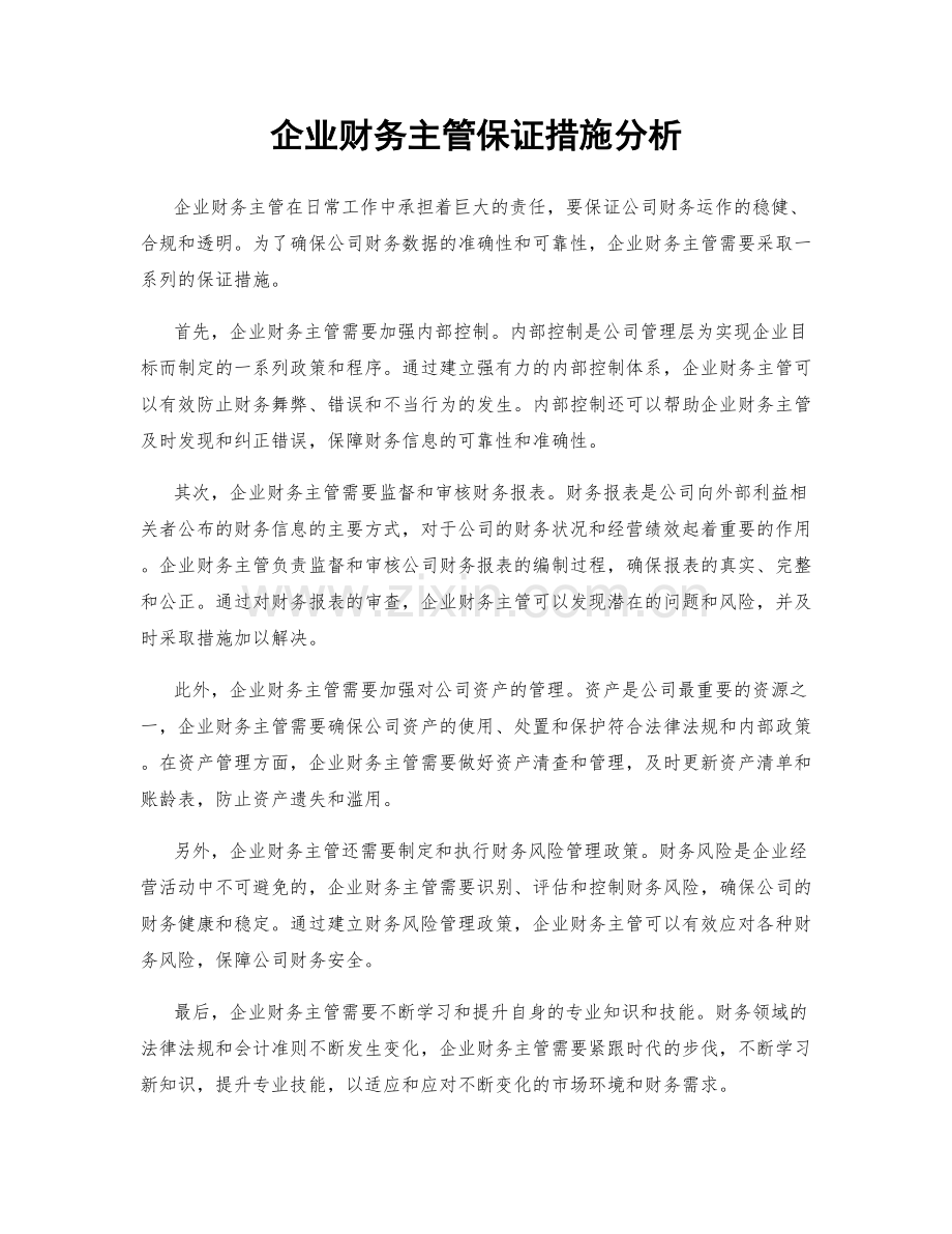 企业财务主管保证措施分析.docx_第1页