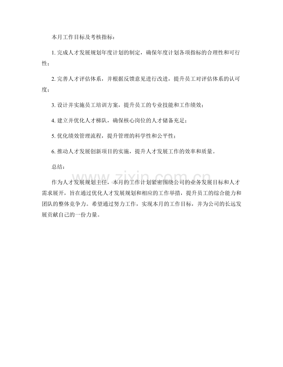 人才发展规划主任月度工作计划.docx_第2页