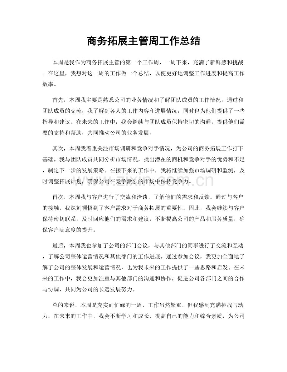 商务拓展主管周工作总结.docx_第1页