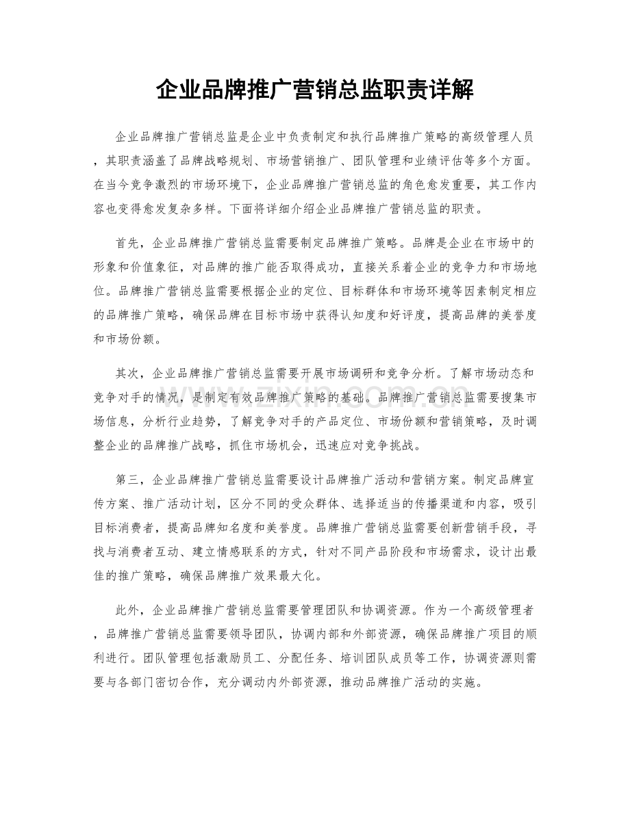 企业品牌推广营销总监职责详解.docx_第1页