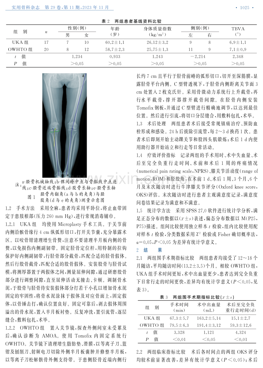 OWHTO和UKA治疗膝关节前内侧骨关节炎交叉适应证人群的早期疗效.pdf_第2页