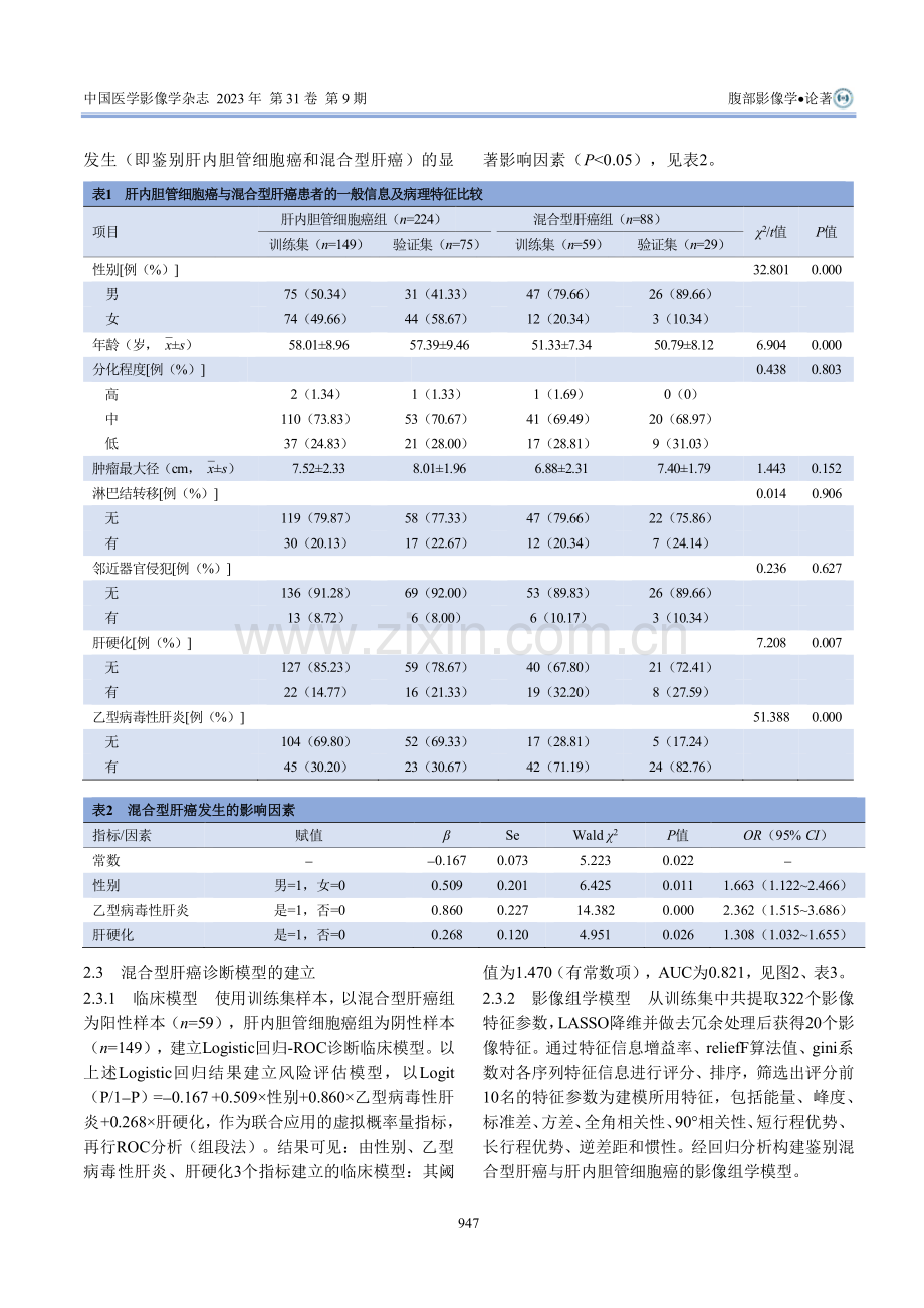 MRI影像组学在混合型肝癌与肝内胆管细胞癌鉴别诊断中的应用.pdf_第3页