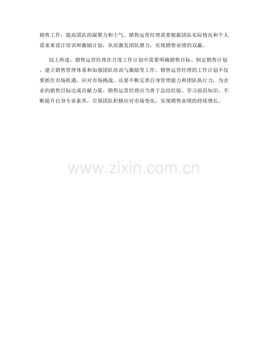 销售运营经理月度工作计划.docx_第2页