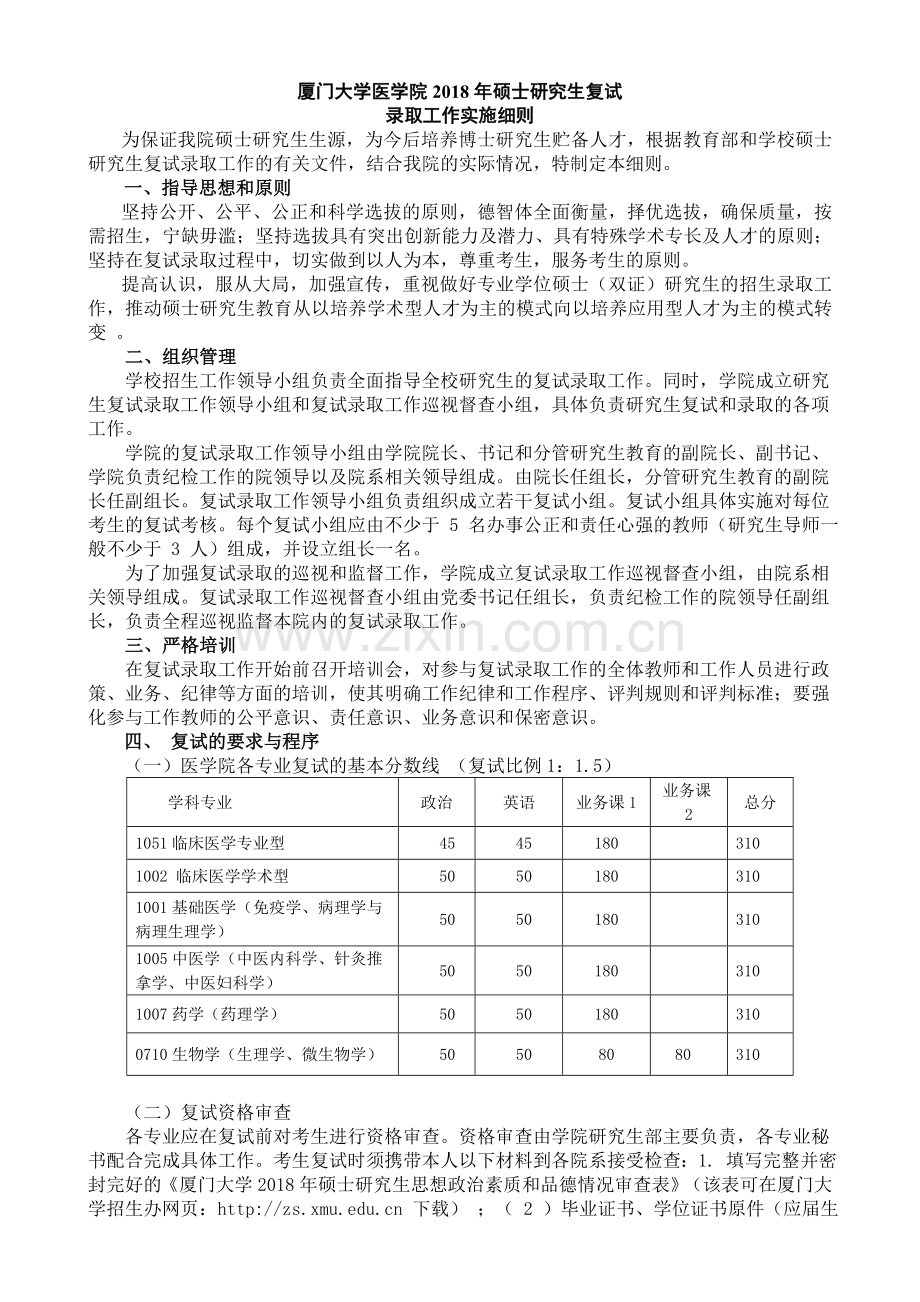 厦门大学医学院硕士研究生复试.doc_第1页