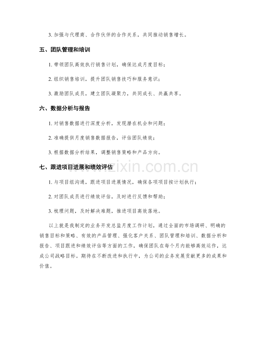 业务开发总监月度工作计划.docx_第2页