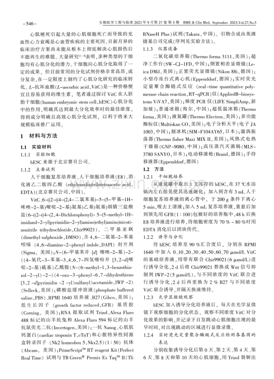 L-抗坏血酸促进人胚胎干细胞向心肌细胞分化的研究.pdf_第2页