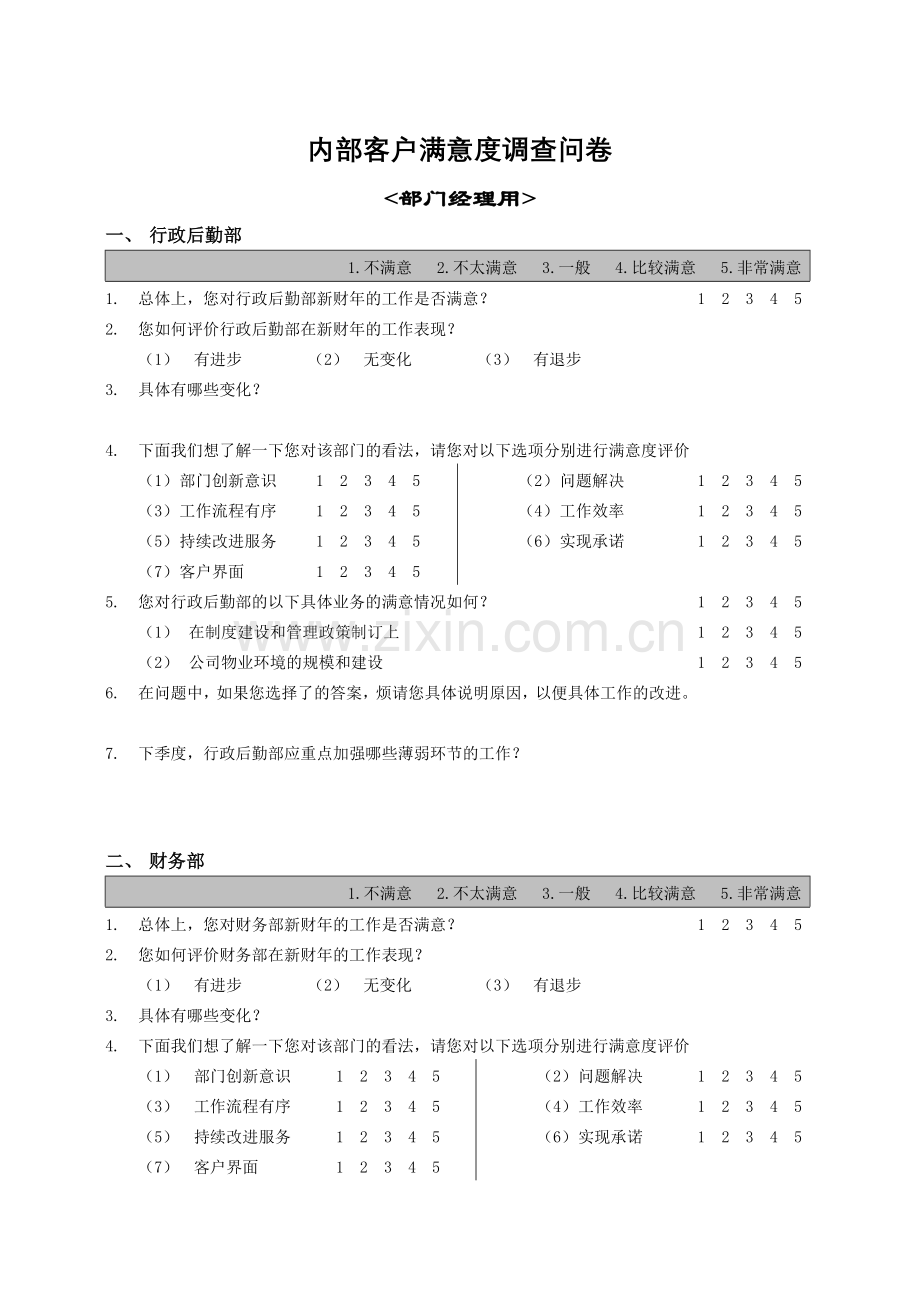 人力资源师部门经理专业满意度调查问卷1范文.doc_第1页