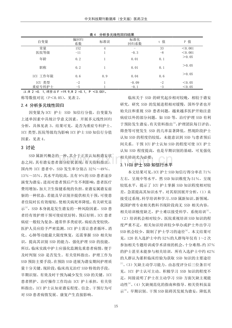 ICU护士亚谵妄综合征知信行现状调查及影响因素分析.pdf_第3页