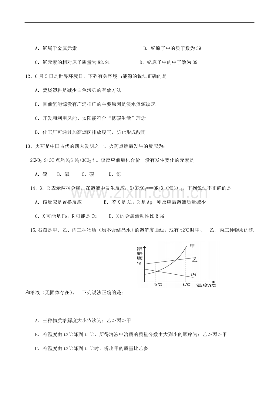 黄冈市中考化学试题及答案.doc_第2页