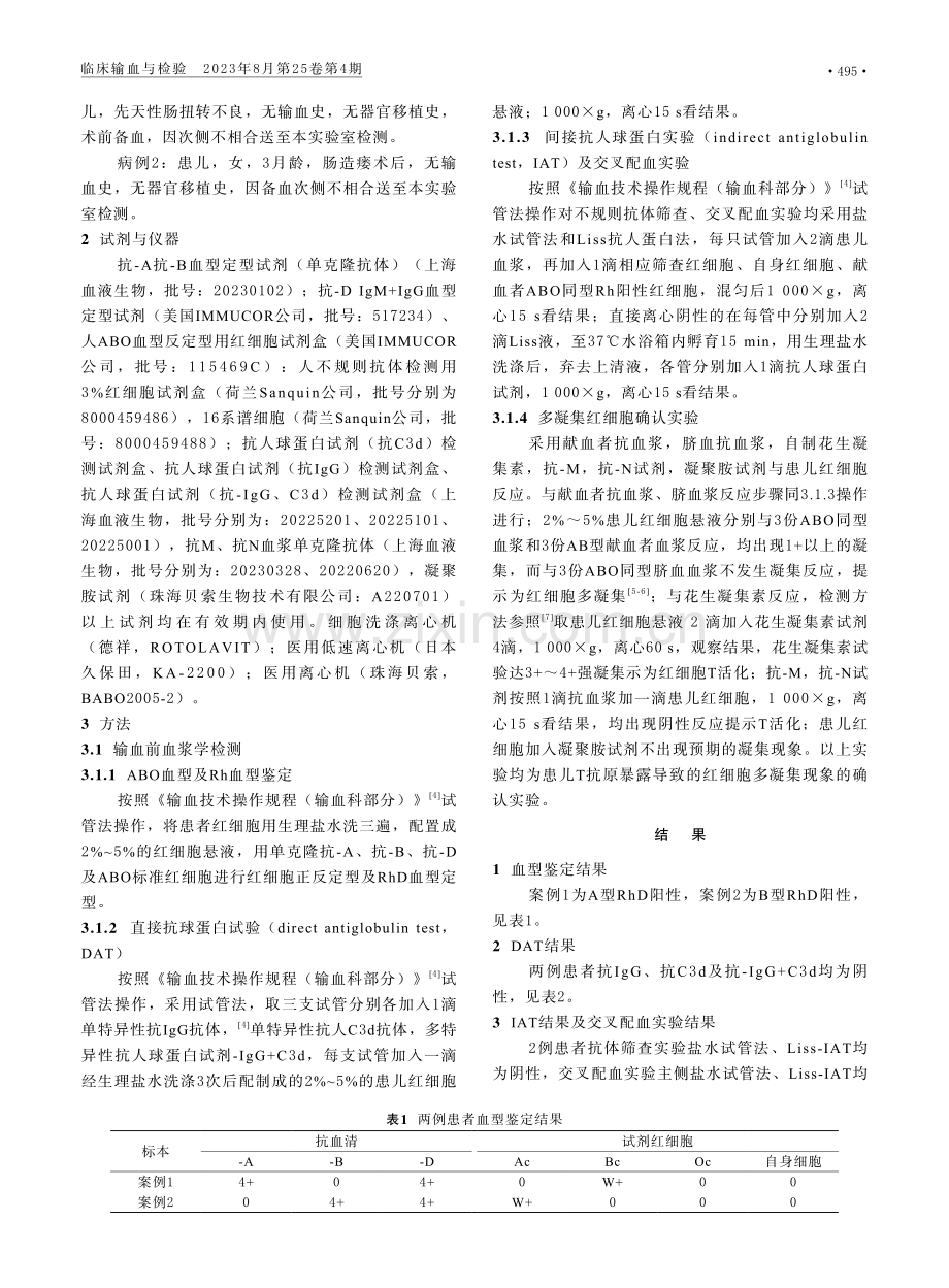 NEC患儿T抗原暴露导致红细胞多凝集现象的鉴定及输血策略.pdf_第2页