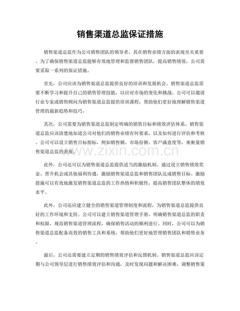 销售渠道总监保证措施.docx_第1页