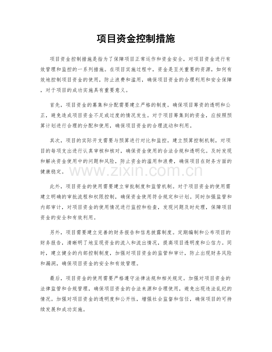 项目资金控制措施.docx_第1页