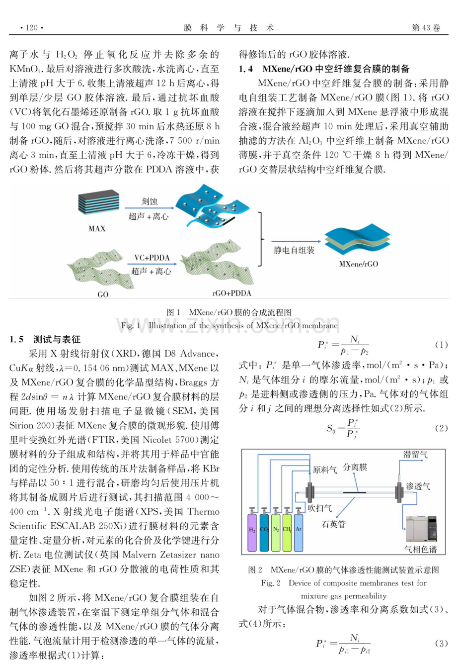 MXene_rGO中空纤维复合膜的构建及气体分离性能.pdf_第3页