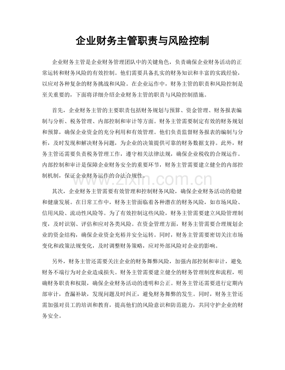 企业财务主管职责与风险控制.docx_第1页