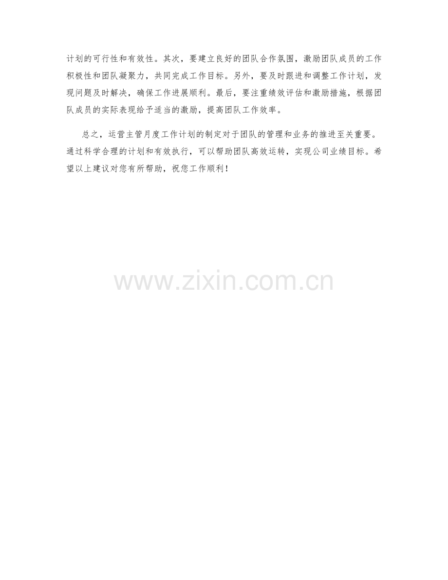 运营主管月度工作计划.docx_第2页