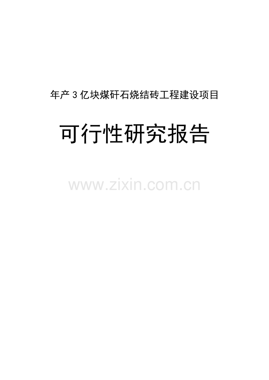 年产3亿块煤矸石烧结砖工程建设项目可行性研究报告.docx_第1页