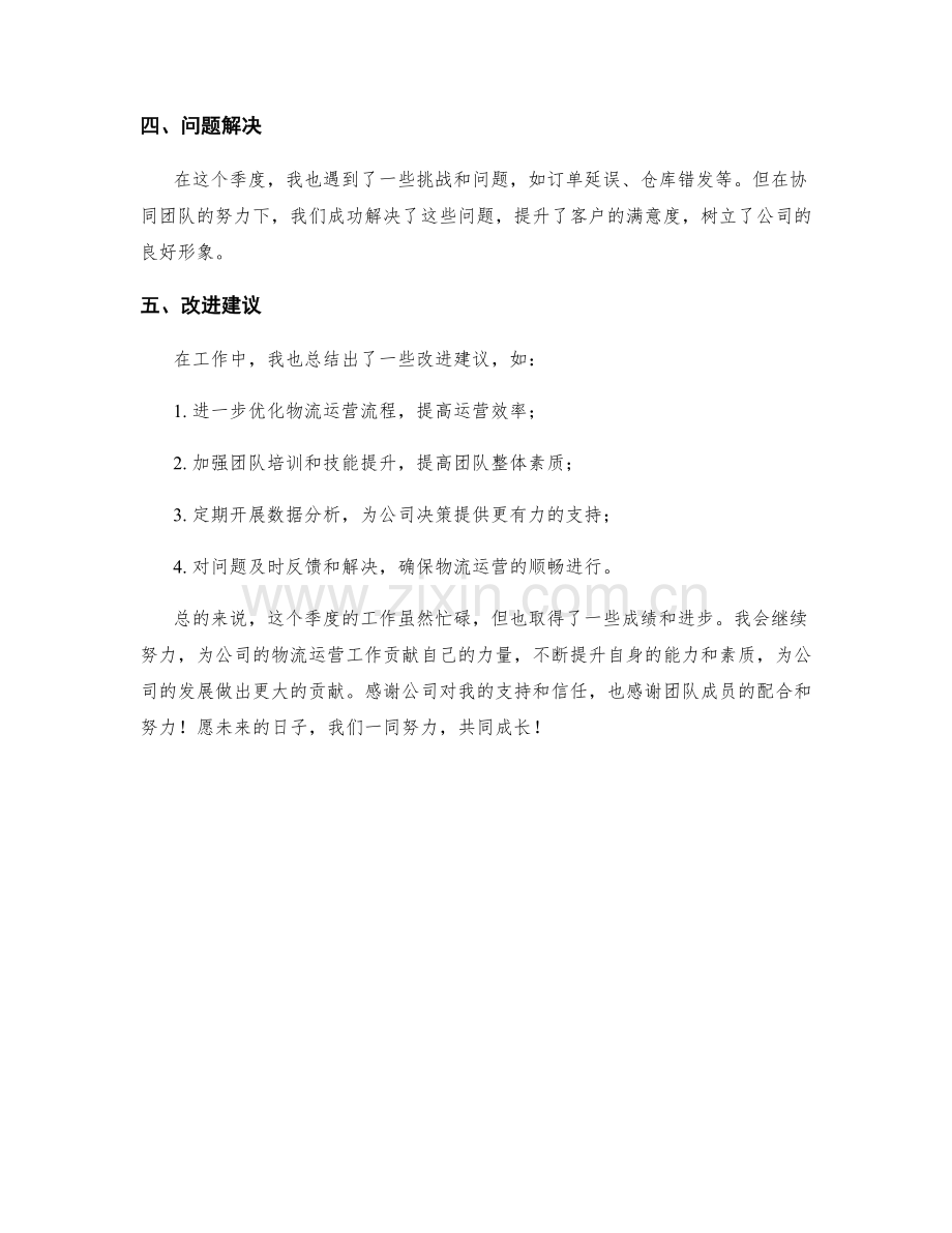 物流运营协调员季度工作总结.docx_第2页