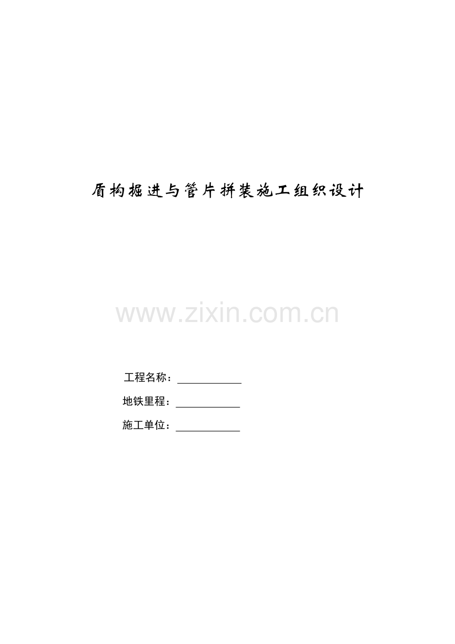 盾构掘进与管片拼装施工组织设计.docx_第1页