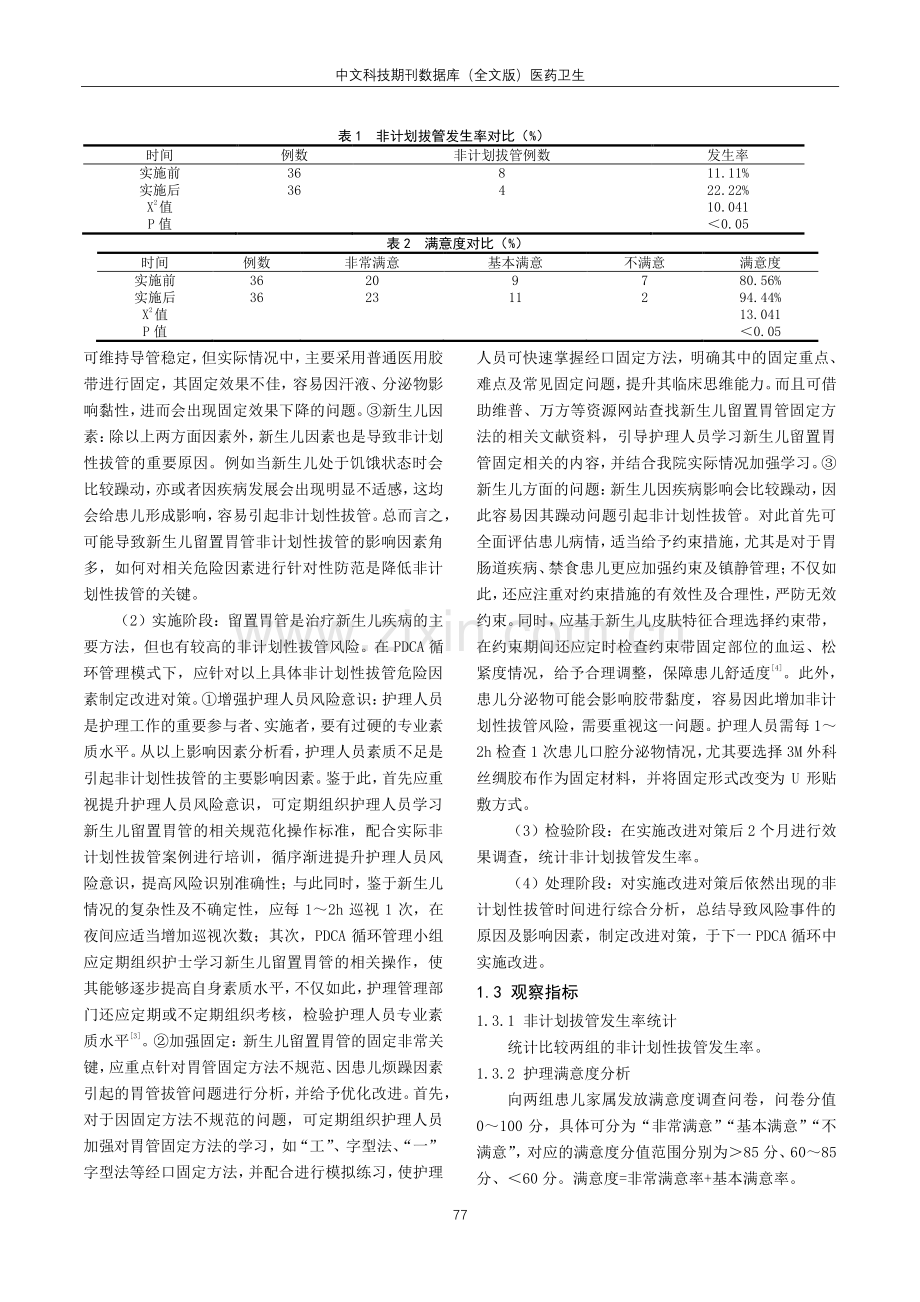 PDCA模式在降低新生儿留置胃管非计划性拔管中的应用效果分析.pdf_第2页