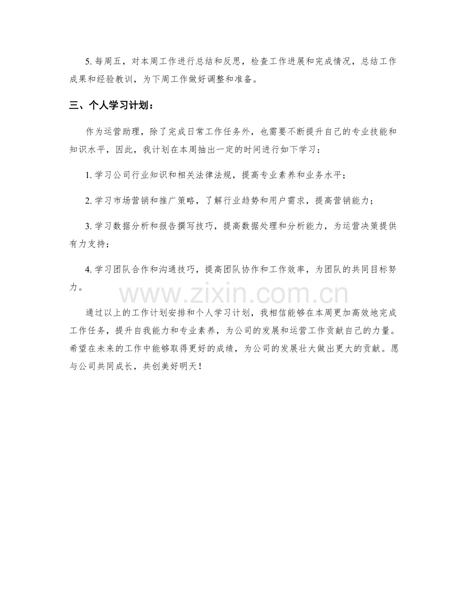 运营助理周工作计划.docx_第2页