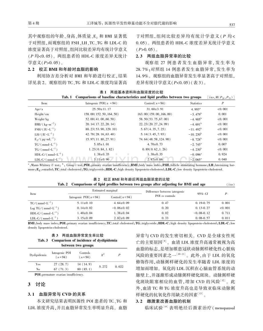 医源性早发性卵巢功能不全对脂代谢的影响.pdf_第3页