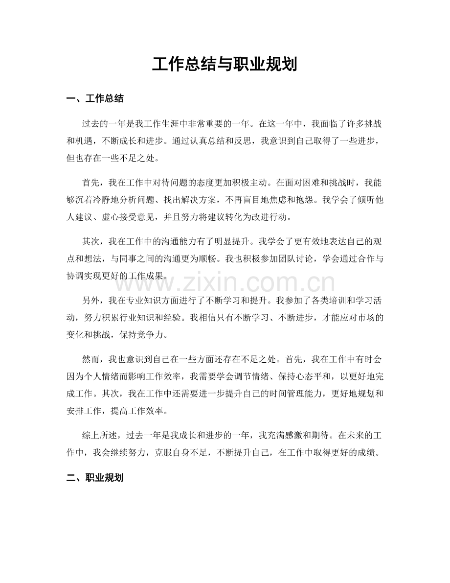 工作总结与职业规划.docx_第1页