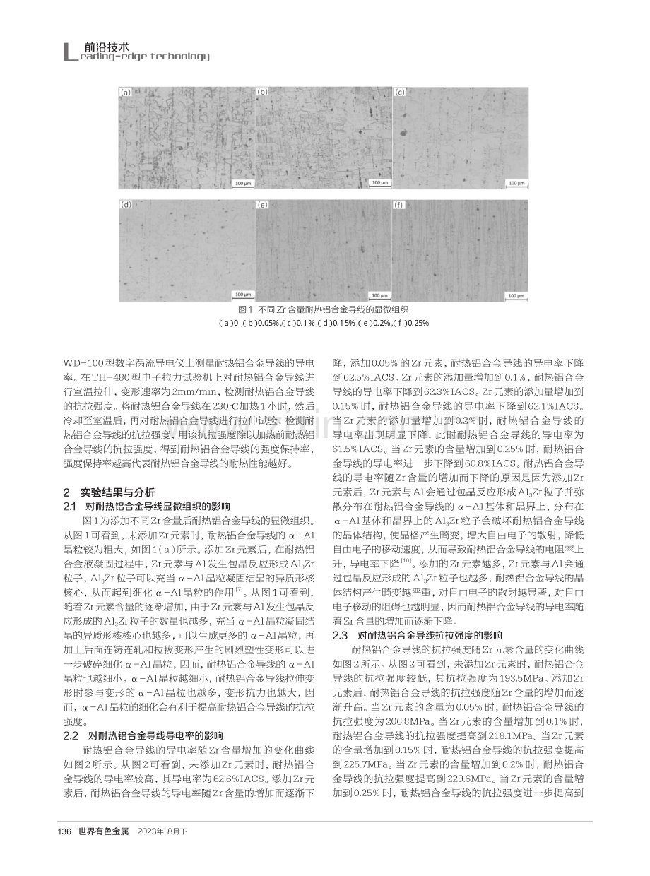 Zr含量对耐热铝合金导线组织与性能的影响.pdf_第2页