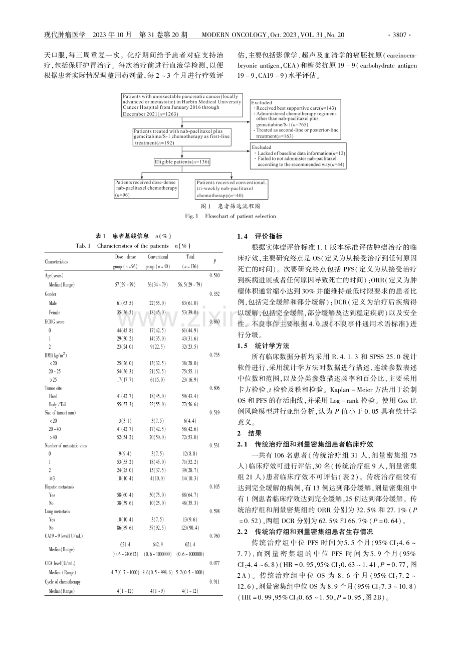 白蛋白结合型紫杉醇三周疗和剂量密集疗治疗晚期胰腺癌的疗效观察.pdf_第3页