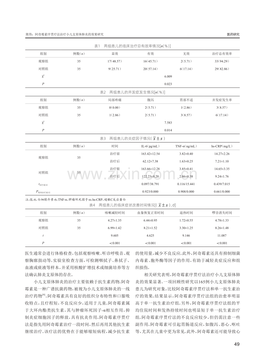 阿奇霉素序贯疗法治疗小儿支原体肺炎的效果研究.pdf_第3页