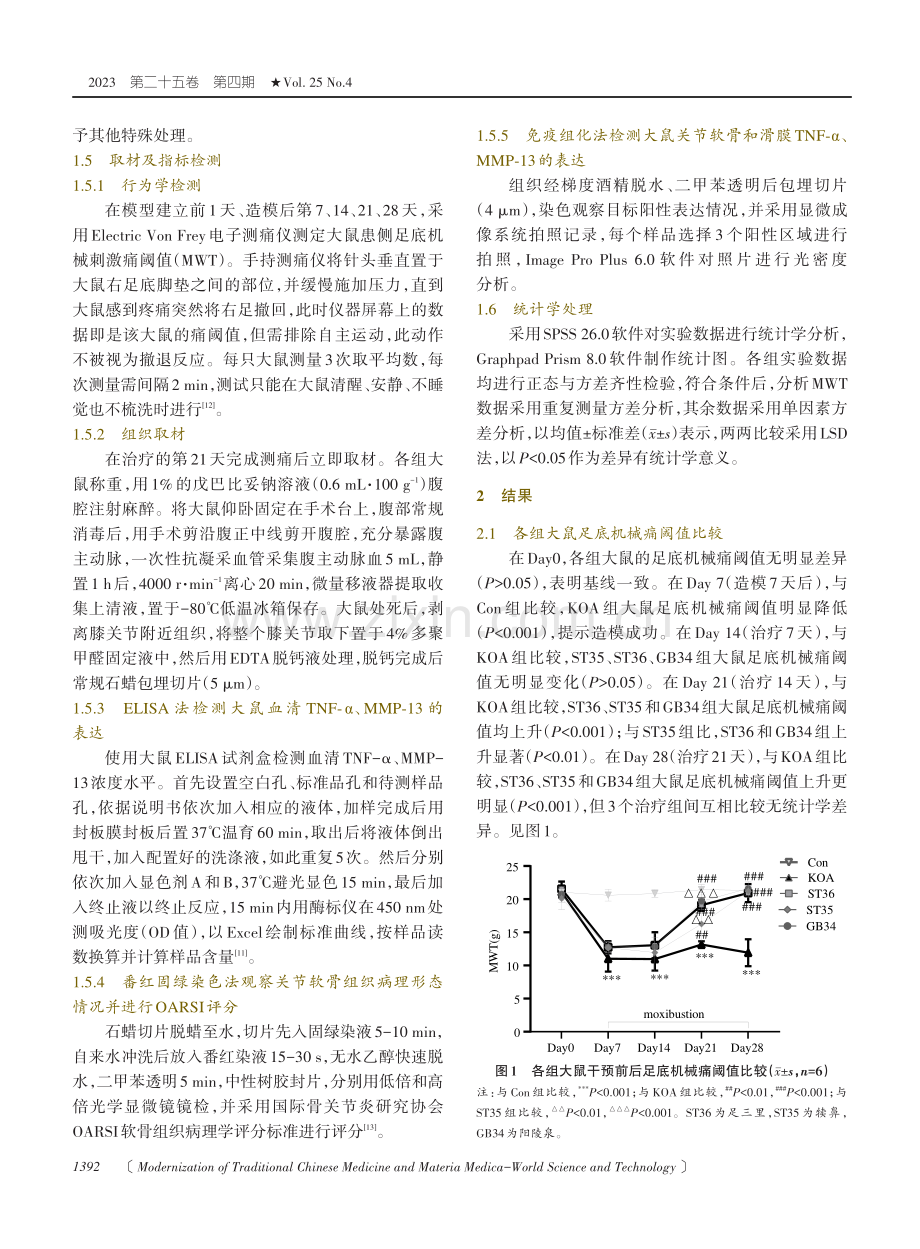 艾灸不同腧穴对KOA大鼠不同组织TNF-α、MMP-13表达的影响.pdf_第3页