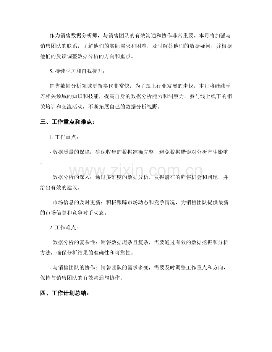 销售数据分析师月度工作计划.docx_第2页