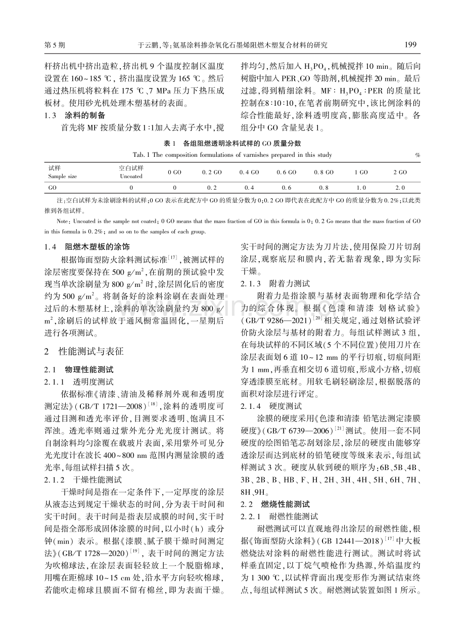 氨基涂料掺杂氧化石墨烯阻燃木塑复合材料的研究.pdf_第3页