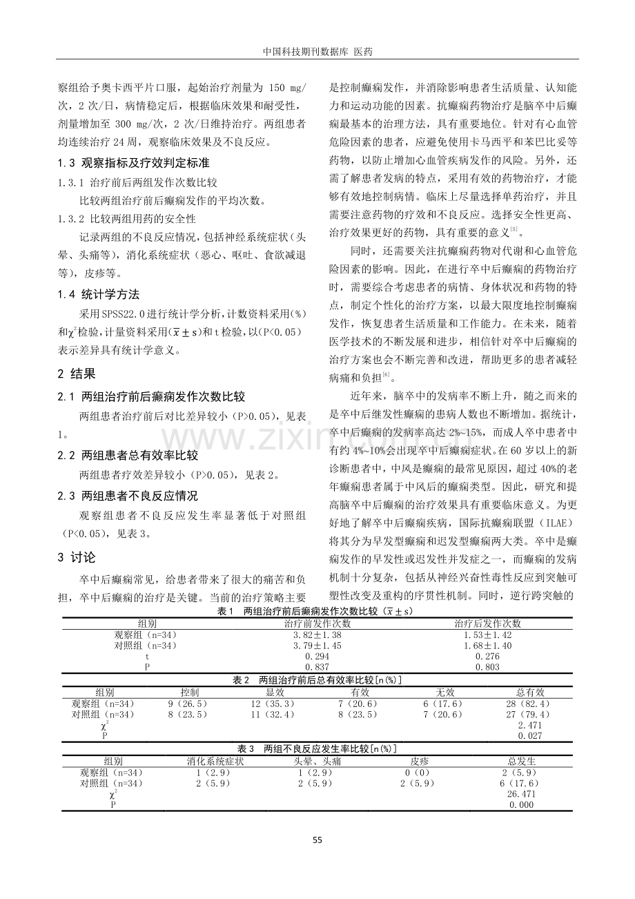 奥卡西平单药治疗脑卒中后癫痫的临床疗效观察.pdf_第2页