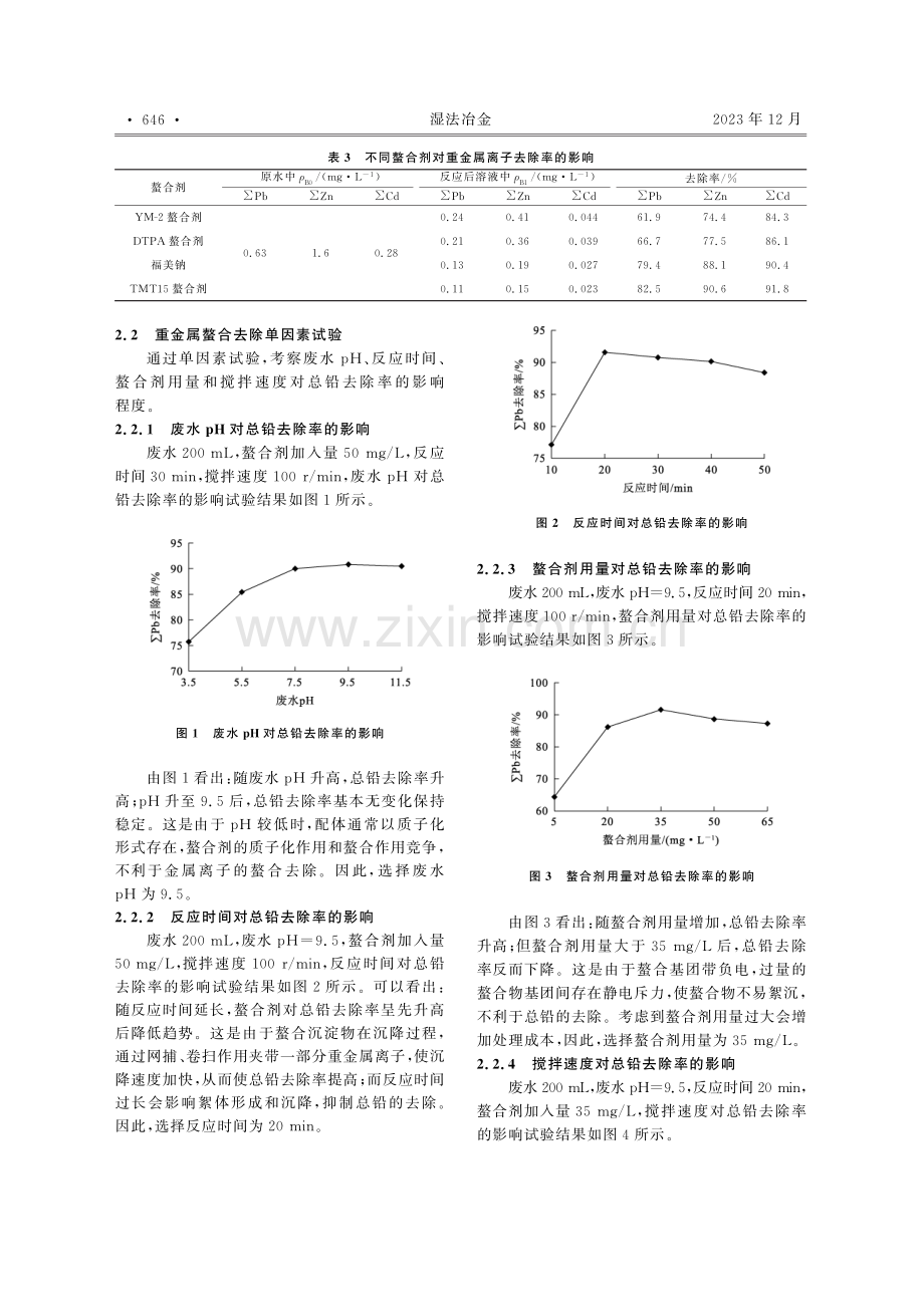 螯合沉淀法去除稀土冶炼废水中的重金属试验研究.pdf_第3页