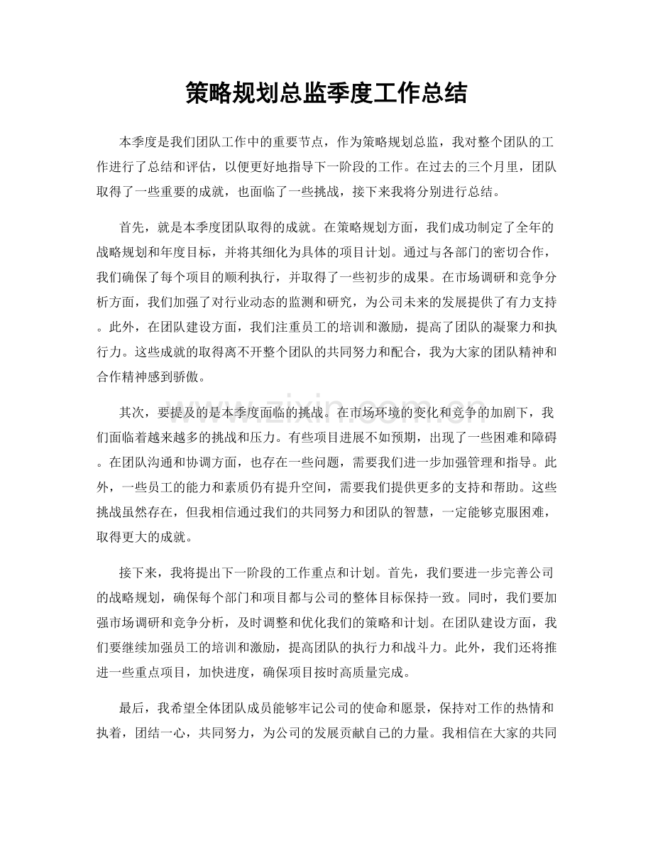 策略规划总监季度工作总结.docx_第1页