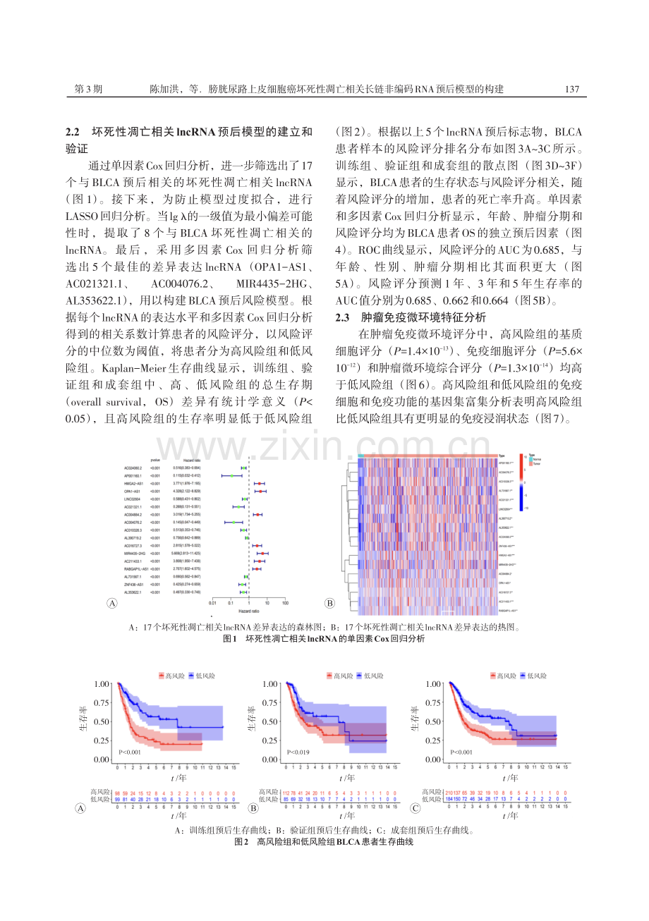 膀胱尿路上皮细胞癌坏死性凋亡相关长链非编码RNA预后模型的构建.pdf_第3页