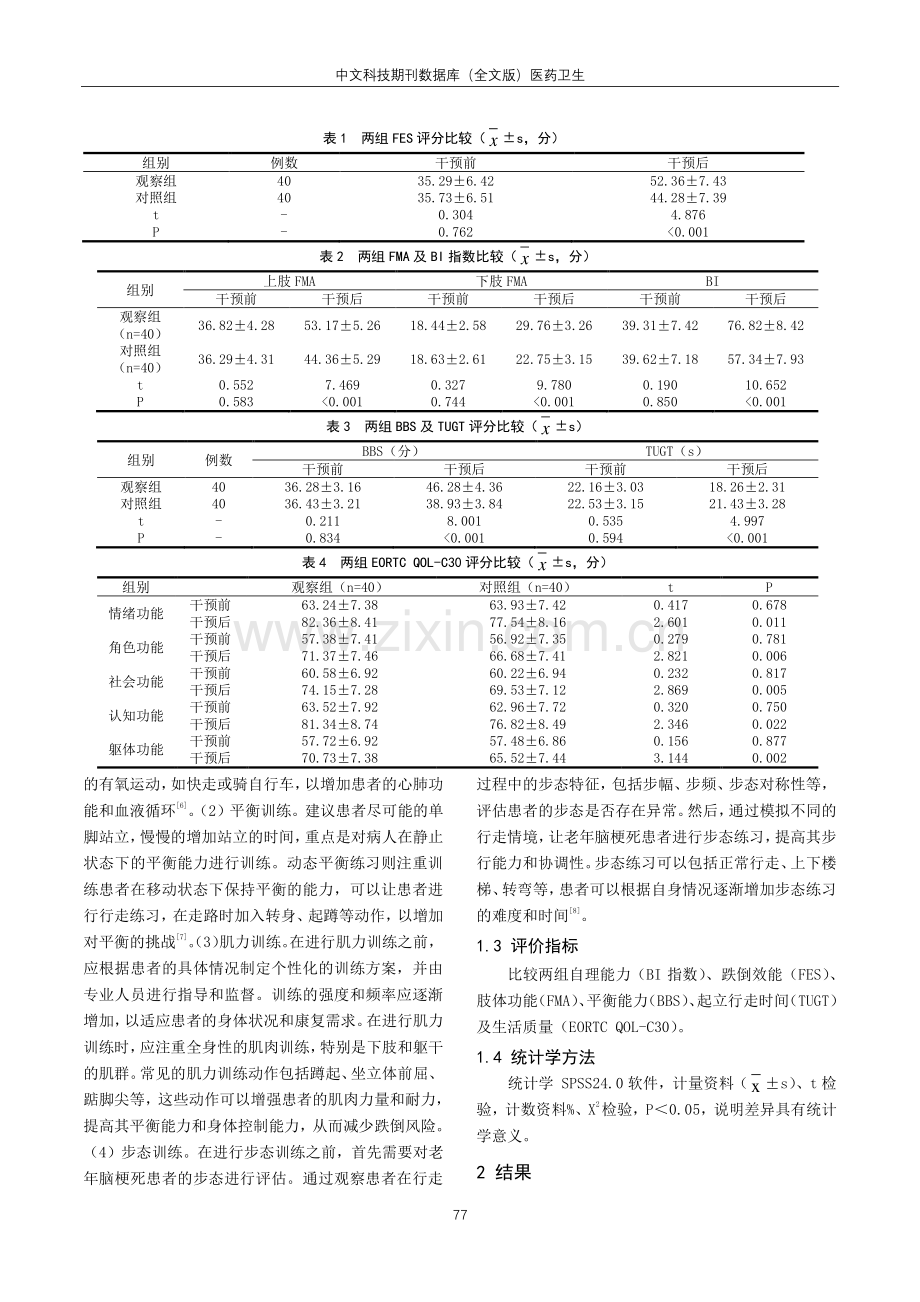 奥塔戈运动对老年脑梗死患者跌倒效能和生活质量的影响.pdf_第2页