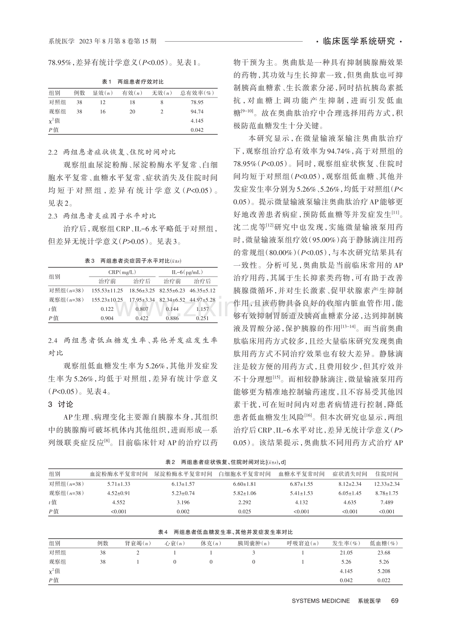 奥曲肽不同用药方式治疗急性胰腺炎的效果分析.pdf_第3页