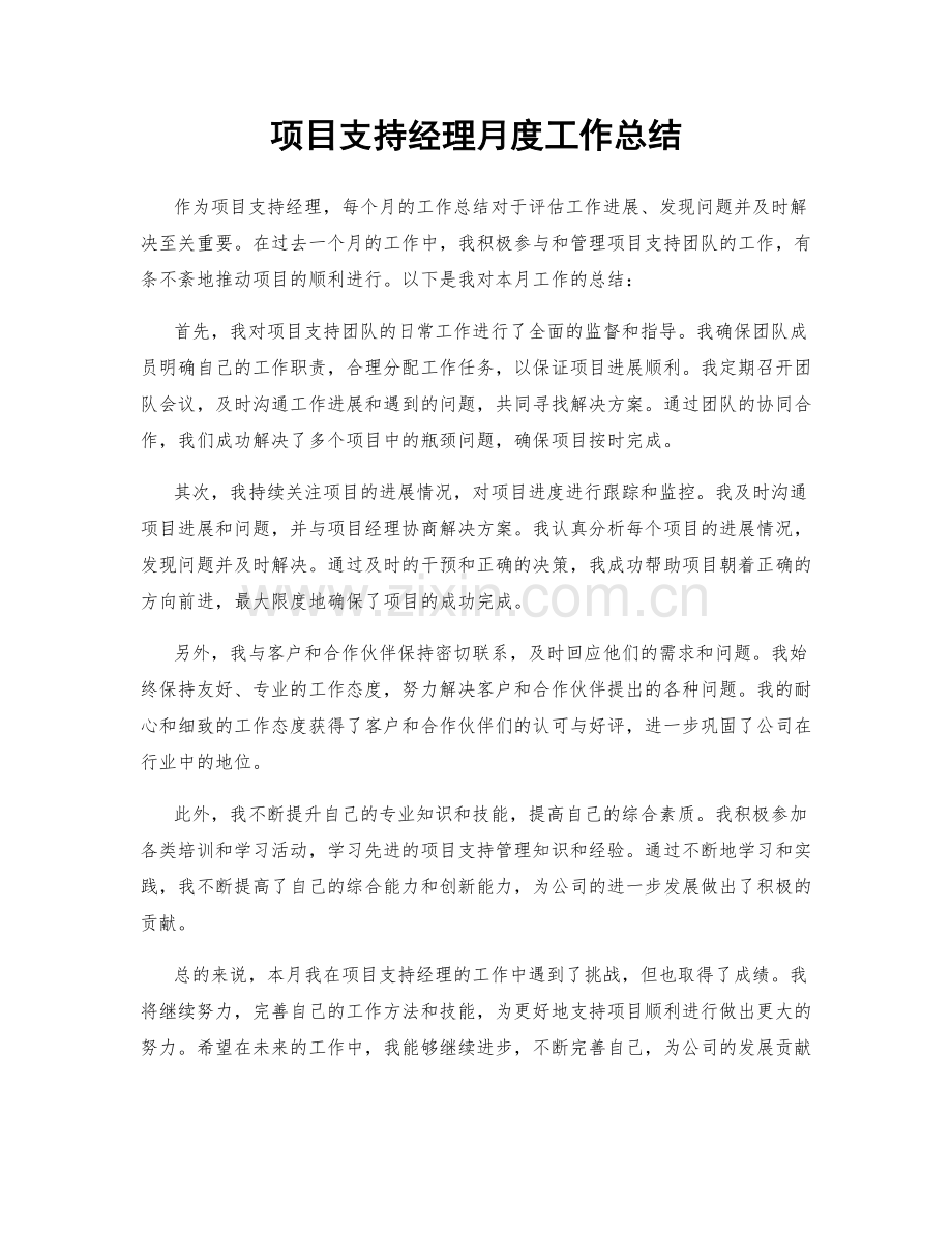 项目支持经理月度工作总结.docx_第1页