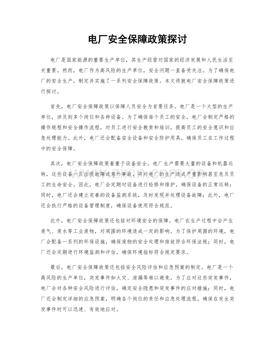 电厂安全保障政策探讨.docx_第1页