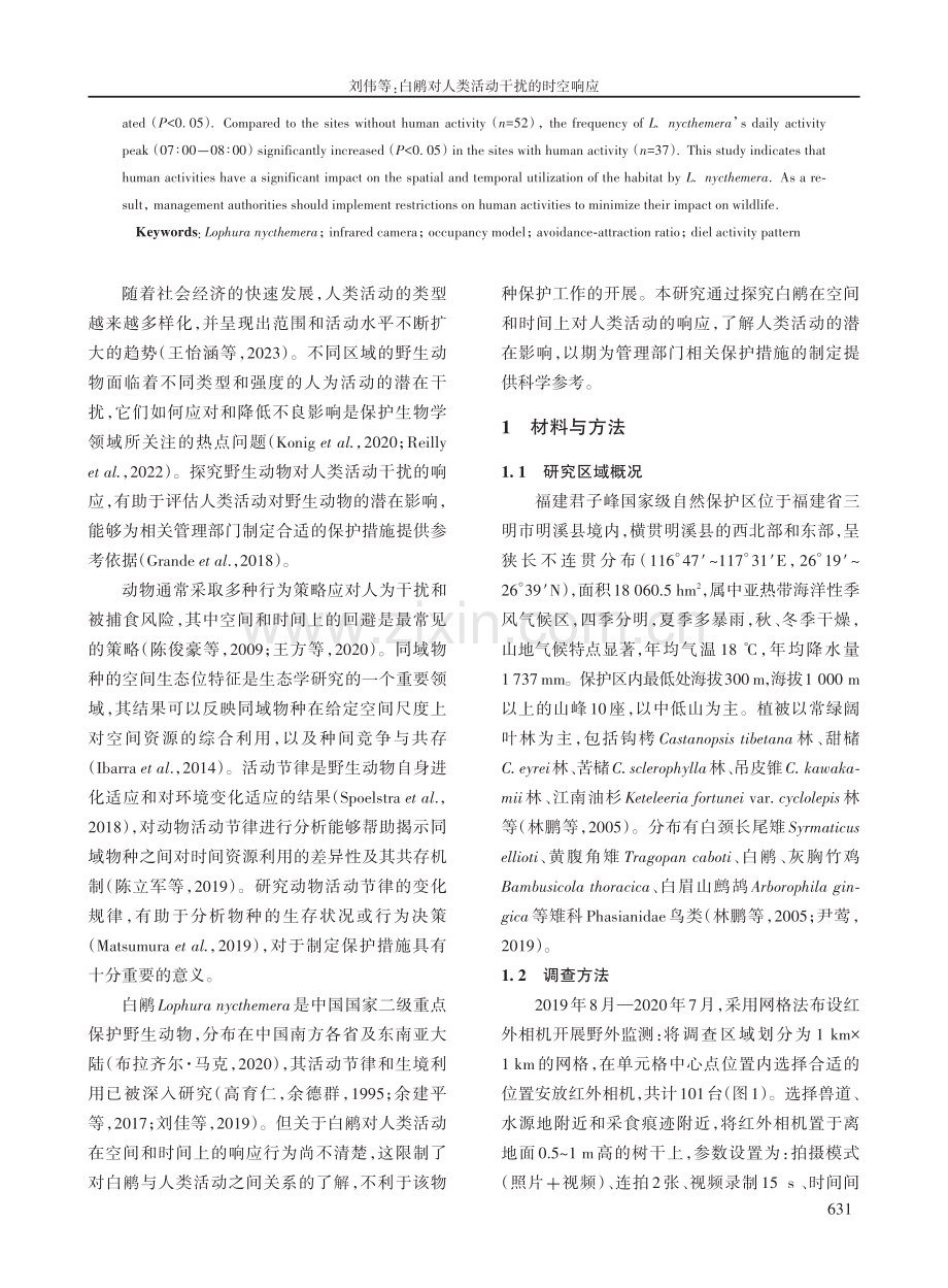 白鹇对人类活动干扰的时空响应.pdf_第2页