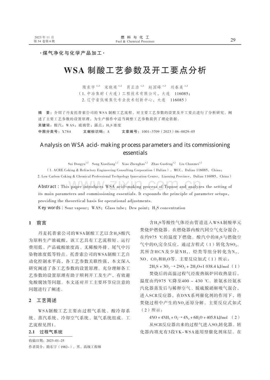 WSA制酸工艺参数及开工要点分析.pdf_第1页