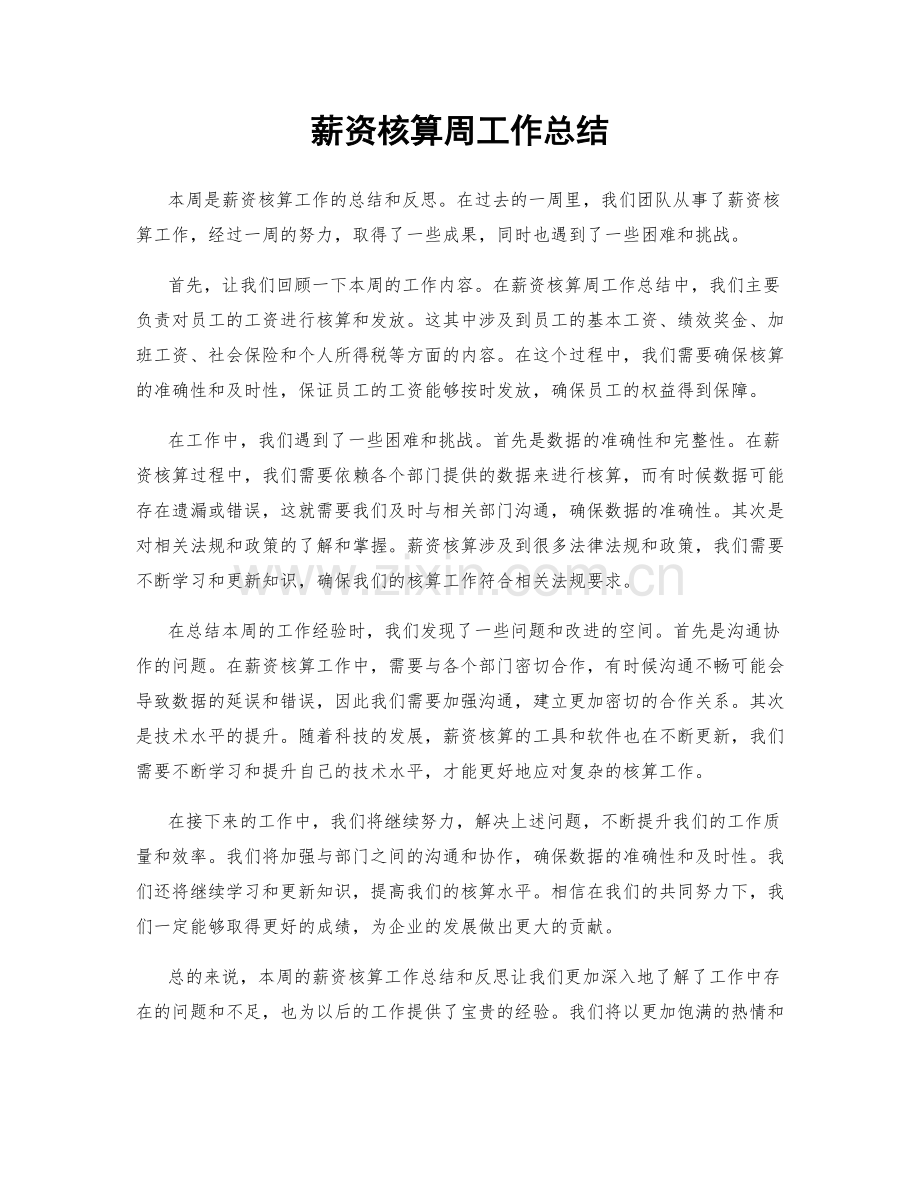 薪资核算周工作总结.docx_第1页