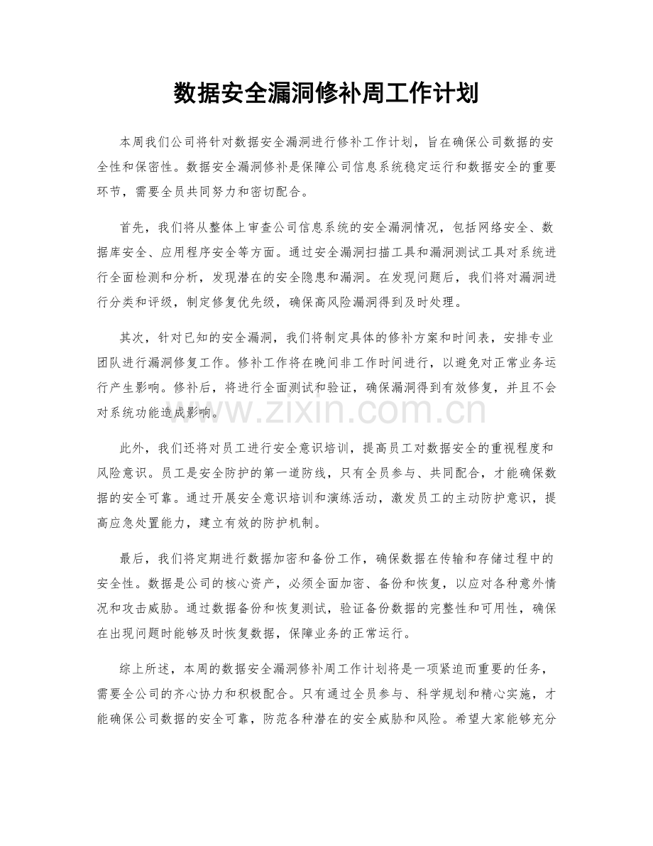 数据安全漏洞修补周工作计划.docx_第1页