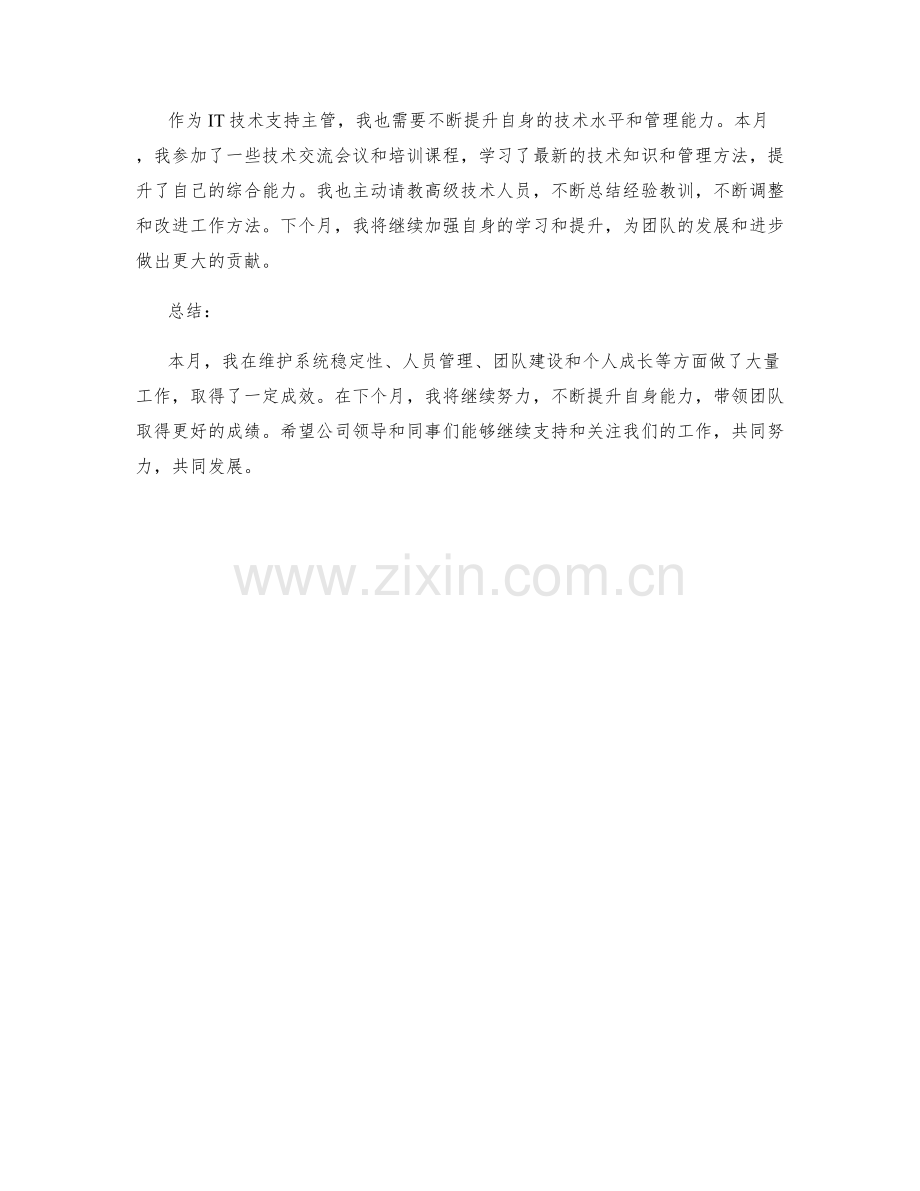 IT技术支持主管月度工作总结.docx_第2页