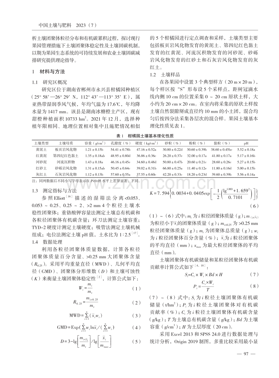 不同母质发育的柑橘园土壤团聚体及有机碳分布特征.pdf_第2页